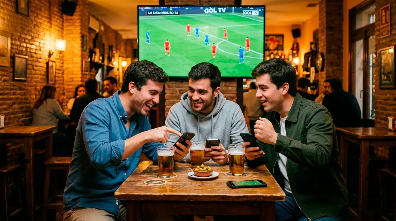 Apuestas en directo durante un partido de fútbol en un estadio
